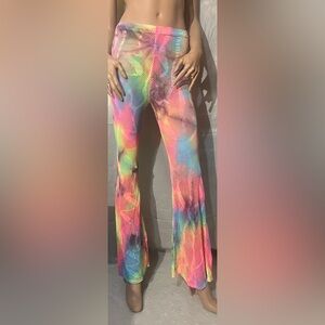 Kincine Curve Colorful Tie-Dye Mesh Women's Pants Size L